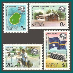 Nauru 1974 UPU Centenary, MNH  #114-117,SG122-SG125