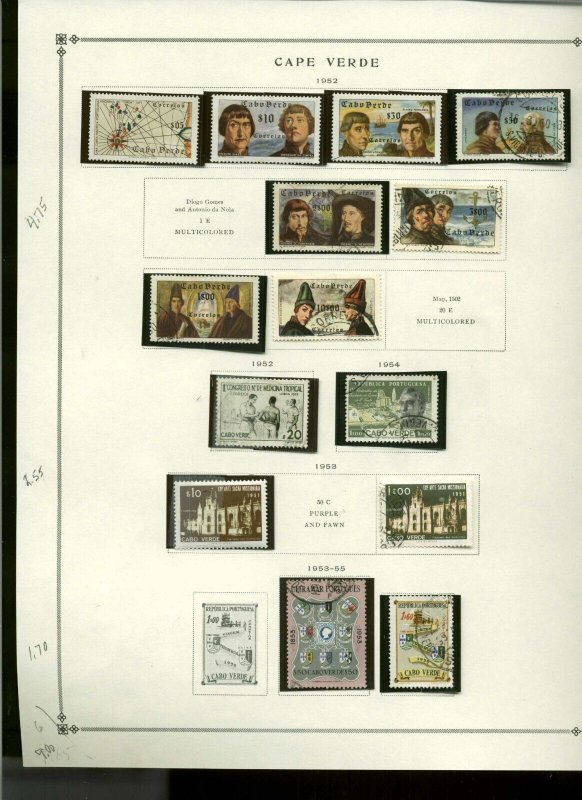 Collection, Cape Verde Mainly Scott Album Page, 1912/1982, Cat $56, Mint & Used