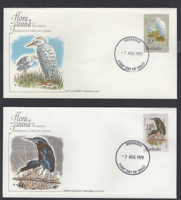 Barbados #495-508 (1979 Birds short set) on 14 unaddressed cachet FDC