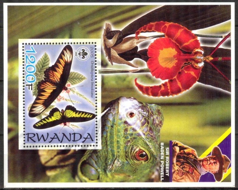Rwanda 2005 Butterflies Scouts B. Powell S/S MNH