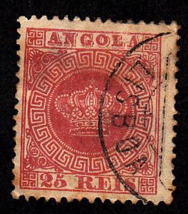 Angola #4a, rose, 12.5 perf, used, CV$175.00