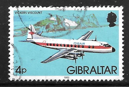 Gibraltar 419: 4p Vickers Viscount, single, used, VF