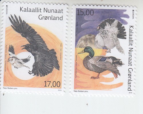 2019 Greenland Birds Europa (2)  (Scott NA) MNH