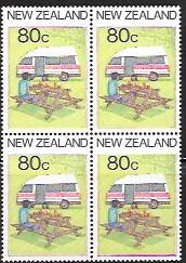 New Zealand #863 MNH Block. 1987. Tourism, Sports and Leisure. Camping