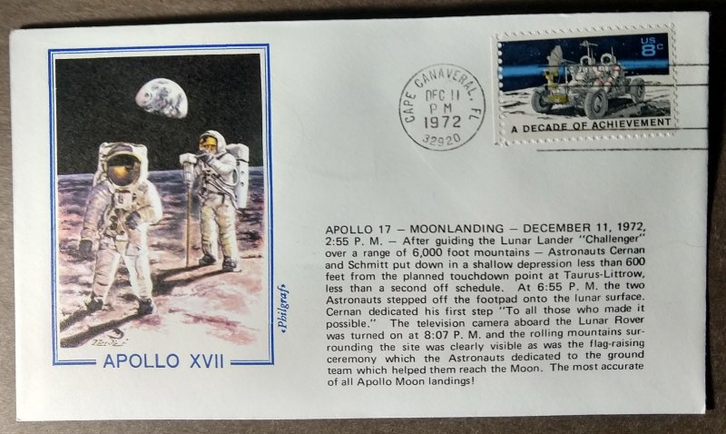 Apollo 17 - Moonlanding - Philgraf Cachet w/ US SC #1435 (1972)