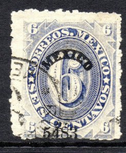 Mexico 1883 Foreign Mail Small Numeral 6¢ Blue Mexico District MX67