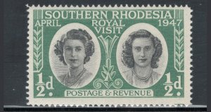 Southern Rhodesia 1947 Visit of British Royal Family Scott # 65 - 66 MNH