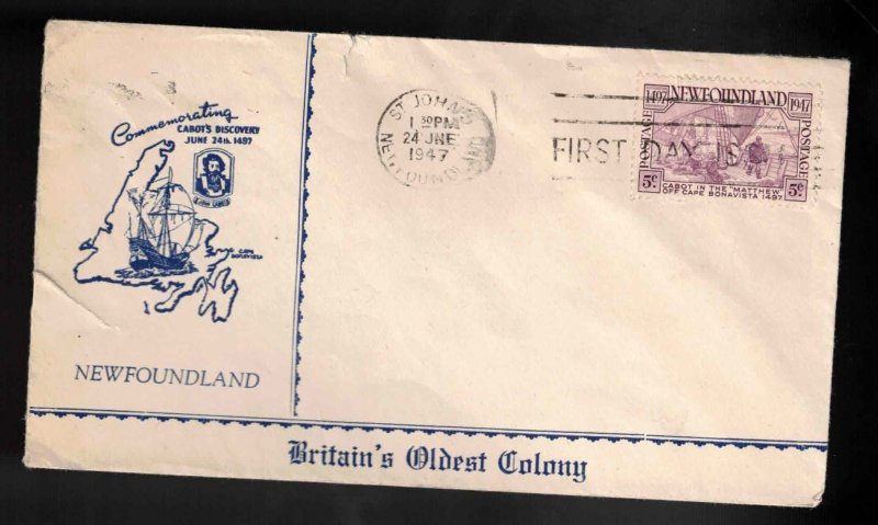NEWFOUNDLAND FDC Scott # 270 - Cabot On Matthew 450th Anniversary 4
