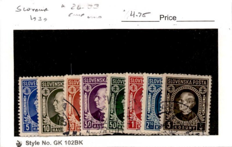 Slovakia, Postage Stamp, #26-33 Used, 1939  WWII German (AC)