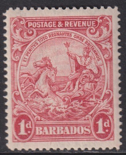 Sc# 167 Barbados 1925-35 Seal of the Colony 1 pence issue MLH CV $1.00