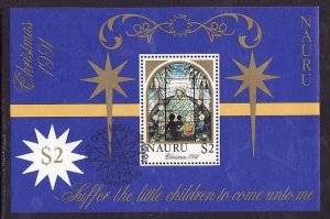 Nauru-Sc#395- id8-used sheet-Christmas-1991-