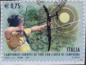 Italy 3090 (used on paper) €0.75 European Field Archery (2011)