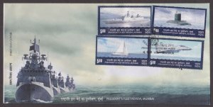 INDIA - 2011 PRESIDENT'S FLEET REVIEW, MUMBAI - 4V - FDC NEW DELHI CANCL.