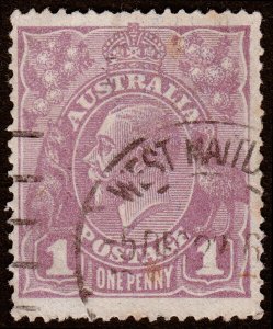 Australia Scott 22a, Red Violet, Die I, Perf. 14 (1914) Used F M