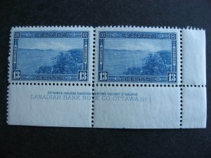 Canada 13c Halifax Sc 242 MNH stamps in plate margin pair, the margin is MH 