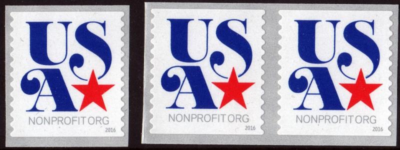 SC#5061 (5¢) USA Nonprofit Coil Pair & Single (2016) SA