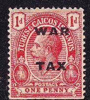 Turks & Caicos sc#MR1 1917 1p War Tax MH