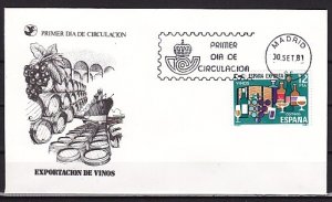 Spain, Scott cat. 2248 Only. Wine Exports issue. First day covers. ^