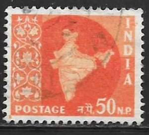 India 313: 50np Map of India, used, F-VF