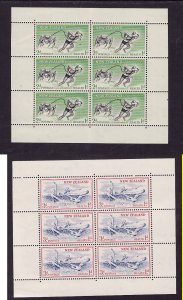 New Zealand-Sc#B52a-53a-two Unused sheets-stamps NH-Life-saving team-Canoes-wate