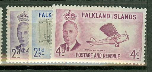 AA: Falkland Islands 107-115 mint CV $70; scan shows only a few