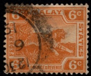 1904 Malaya Federated Malay States Scott #- 45 6 Cents Tiger Used