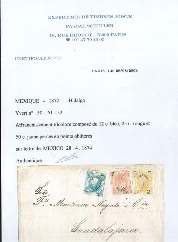 Mexico #90 #88 - #89 Very Fine Used On Cover To Guadalajara **With Certificate**