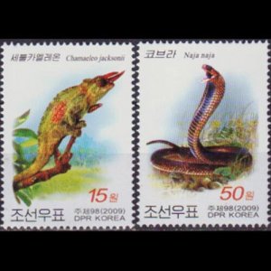 NORTH KOREA 2009 - Scott# 4878-9 Reptiles 15-50w NH