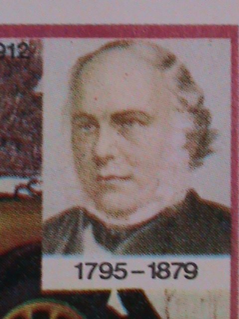 ​OMAN-ISO- CENTENARY DEATH OF SIR ROWLAND HILL-ANTIQUE CAR MNH IMPERF S/S- VF