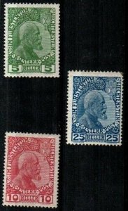 Liechtenstein Scott 1-3 Mint hinged (#3 stain in top right corner perf)