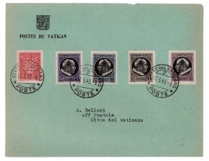 VATICAN CITY 1940 # 72-76 Pope Pius Coat Arms Stamps Complete Set FDC CV$86