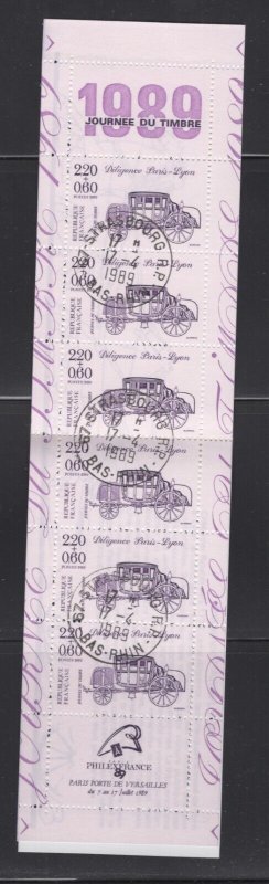 France #B609a (1989 Stamp Day Stagecoach  booklet) VF used CV $5.00+