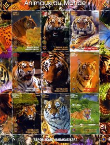 Malagasy 1999 FREEMASONRY/ROTARY AND LIONS CLUB/TIGERS Sheetlet (9) MNH