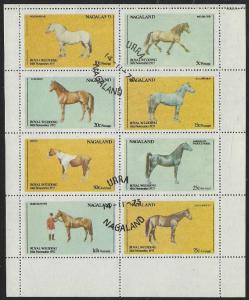 Nagaland: CTO (Used) Miniature Sheet of 8 Horses