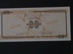 ​CUBA-NATIONAL BANK OF CUBA-$20-PESO-TOURIST EXCHANGE CERTIFICATE-UNC-VF-RARE