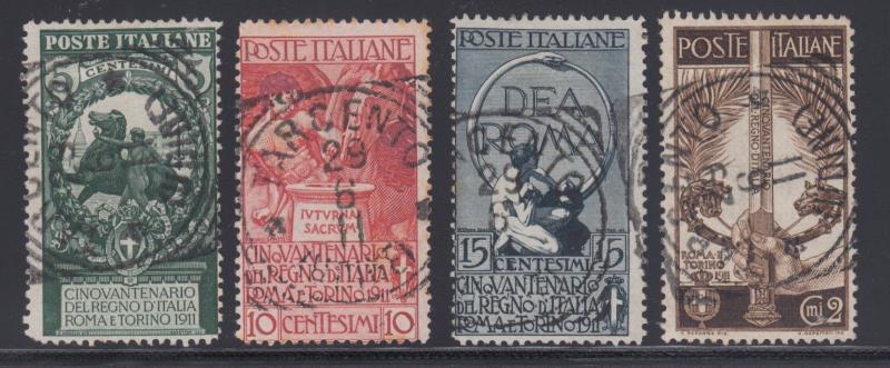 Italy Sc 119-122 used 1911 Italian States 50th Anniversary, complete set