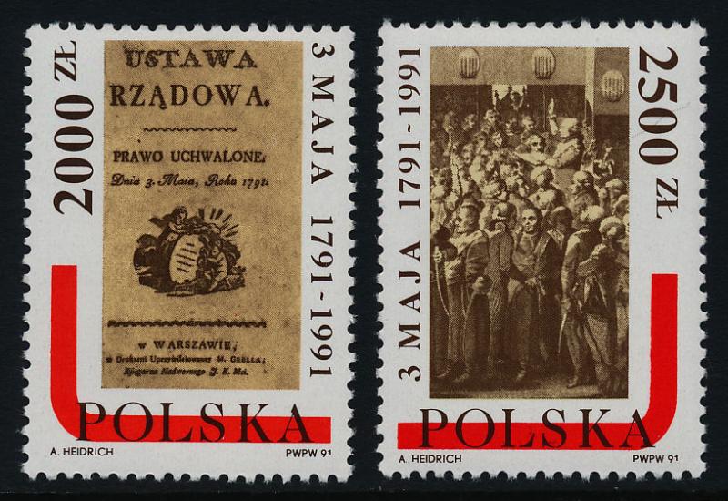 Poland 3035-7 MNH Polish Constitution, Art