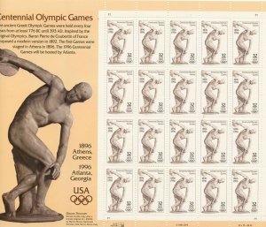 SCOTT 3087 CENTENNIAL OLYMPIC GAMES DISCUS THROWER 32ct 20 STAMP SHEET