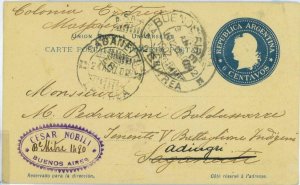 BK1766 - ARGENTINA - POSTAL HISTORY - STATIONERY LETTER CARD to ERITREA  !  1902