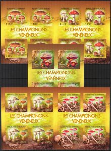 Burundi 2012 Mushrooms 5 sheets Imperf. MNH