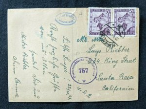 1947 Vienna Austria RPPC Postcard Cover to Santa Rosa California USA