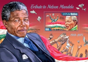 MALDIVES - 2014 - Nelson Mandela - Perf Souv Sheet - Mint Never Hinged