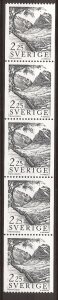 1984 Sweden -Sc 1491 -MNH VF- Coil Strip of 5 - Alpine Birch