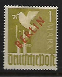 GERMANY BERLIN 9N33 MINT HINGED RED O/P BIRD, MASSIVE THIN CV $160.00