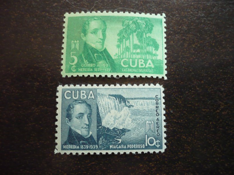 Stamps - Cuba - Scott# C34-C35 - Mint Hinged Set of 2 Air Mail Stamps