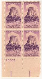 1084: Devils Tower - Plate Block - MNH - 25503-LL