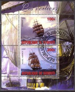 {g044} Djibouti 2009 Sailing Ships Boats sheet Used / CTO Cinderella