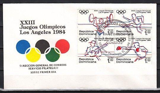 Dominican Rep., Scott cat. 908-911. L.A. Olympics issue. First Day cover. ^