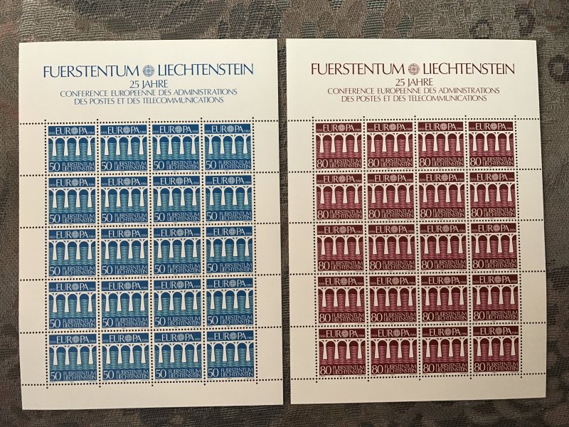 Liechtenstein #779-780 XF NH Europa full sheet of 20 stamps