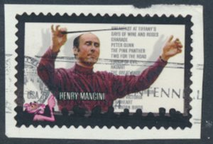 USA Sc# 3839  Used SA on piece  Henry Mancini 2004 see details / scan